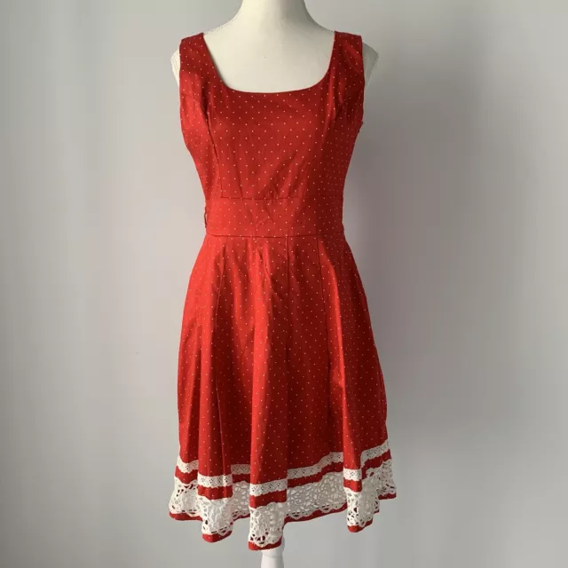 REVIEW women's DRESS size 10 - red polka dot sleeveless