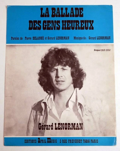 Partition vintage sheet music GERARD LENORMAN : La Ballade des Gens Heureux *70s