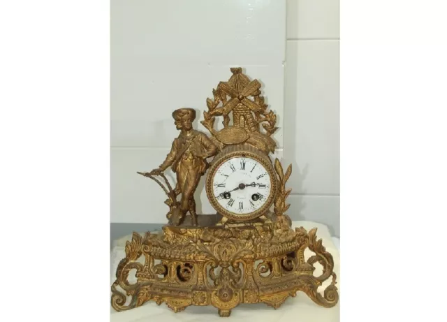 Q9i/ Figürliche KAMINUHR Japy Freres Pendule mit Kavalier  ~ 1855 Frankreich