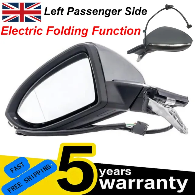 For VW Golf MK7 2012-2020 Door Wing Mirror Electric Folding Left Passenger Side
