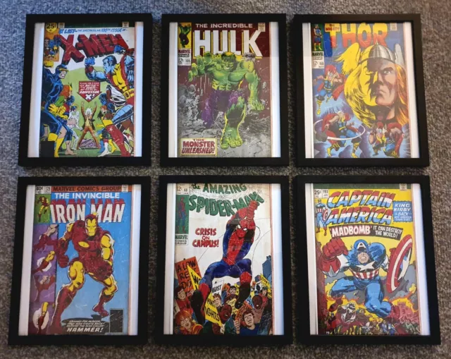 6 Marvel Action Heroes Comicbilder im Rahmen 8 x 10 Zoll