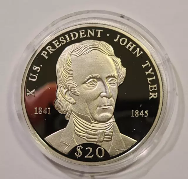 2000 Liberia 20 Dollar .999 Silver Proof Coin - John Tyler - KM# 878