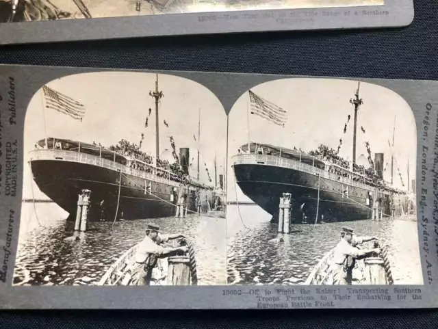 Keystone View Co  Stereoview Cards Battleship Maine Military WWII Soldiers 2