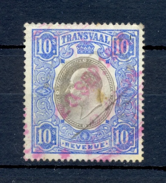 South Africa Transvaal 10 Sh. Revenue  Edw Vii  Almost Vf