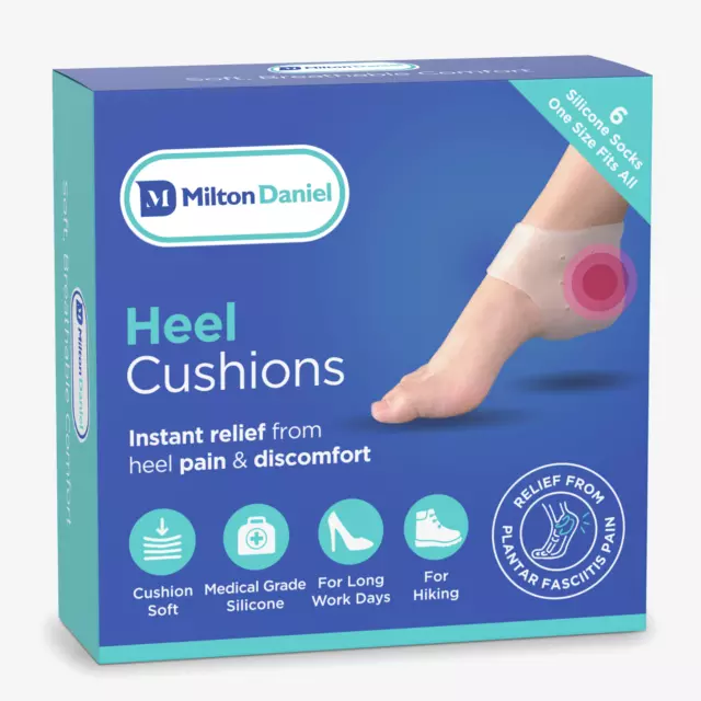 6 x Silicone Heel Protectors, Cushion Soft, Gel Socks for Blisters, Pain,Support