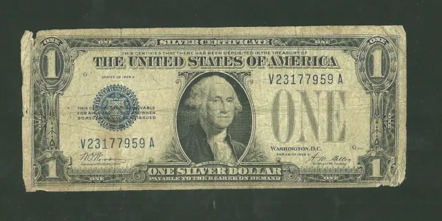 United States 1 Dollar 1928A FR# 1601 Funnyback Silver Certificate US Banknote
