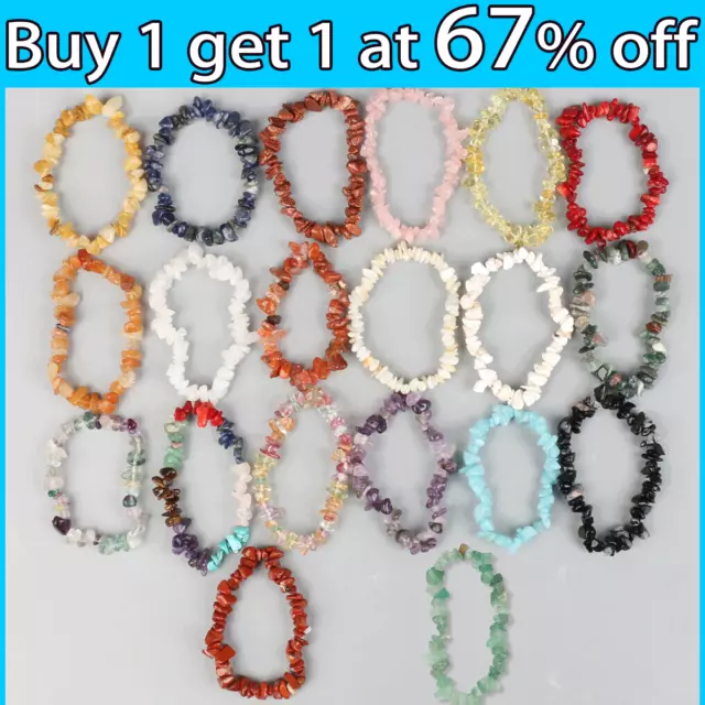 Crystal Gemstone Bracelet Bead Chakra Natural Stone Stretch Reiki Jewellery Gift