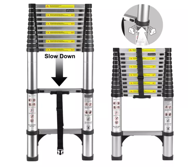 Portable telescopic aluminium ladder alloy extension extendable steps adjustable