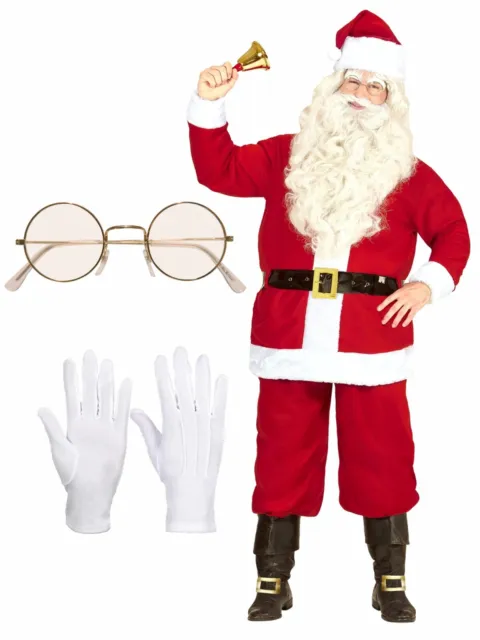 Men's Luxury Santa Claus 6PCs Suit Father Christmas Fancy Dress Xmas Fancy Dress