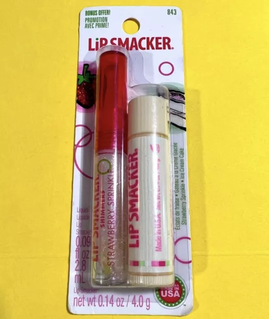 Vintage Bonne Bell Lip Smacker STRAWBERRY SPRINKLE Liquid Gloss + Ice Cream Cake