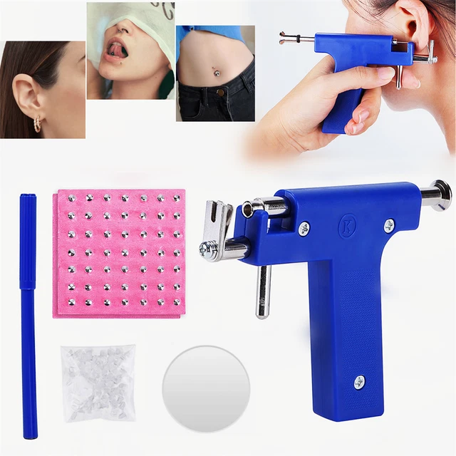 EAR PIERCING GUN Kit Professional Body Nose Navel Piercing Tool W/98Pcs
