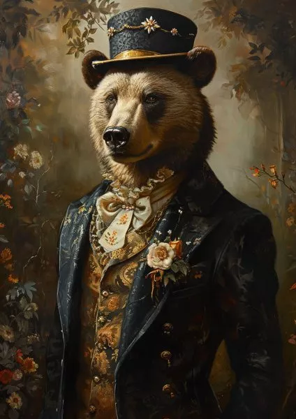 Bear Regal Gentleman Aristocratic Victorian Portrait Fine Art Giclee Print J37