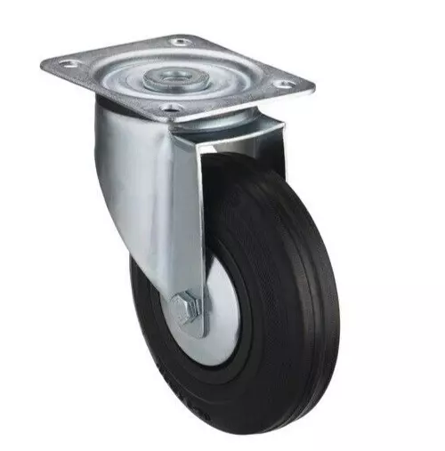 Heavy Duty 125mm Rubber Swivel Castor Wheels Trolley Furniture Caster