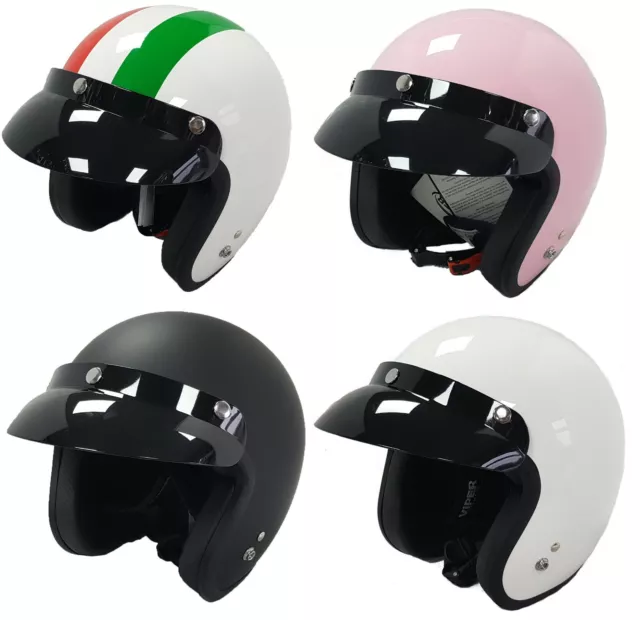 Vcan V500 / Rs-04 Scooter Mod Motorcycle Open Face Crash Helmet Lambretta Vespa