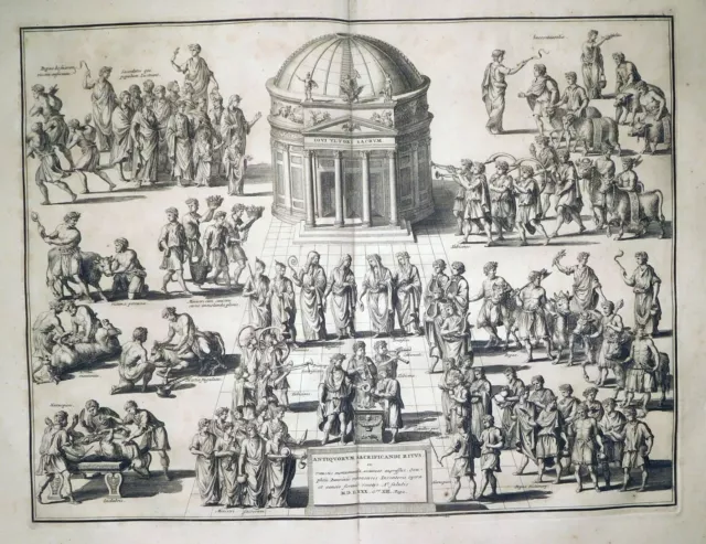 Radierung, Römisches Tieropfer, nach O. Panvinio  1704, F. Halma, E. Duperac