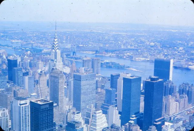 ONYC2 Original Slide - 1960's New York City Downtown Aerial View Chrysler  #79