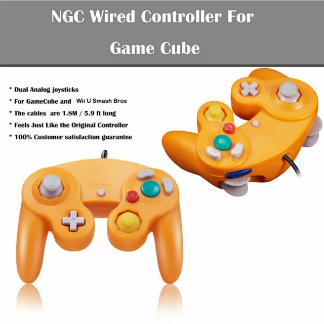 2 Pack Wired NGC Controller Gamepad for Nintendo GameCube GC & Wii U Console USA 3