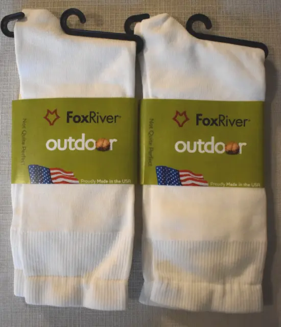 2 Pack Fox River Wick Dry CoolMax Ultra-Lightweight Crew Liner Sock Size M White