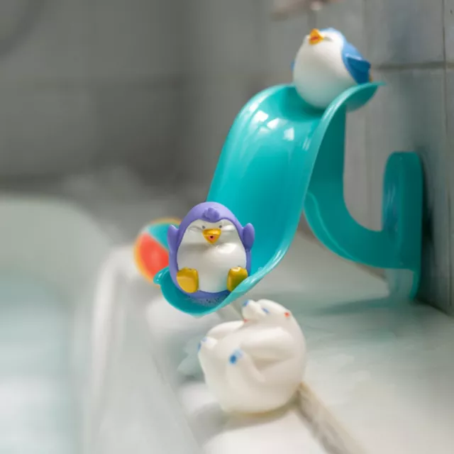 Nuby Penguin Slide Squirt Bath Toy - Helps Build Motor Skills - Fun & Colorful