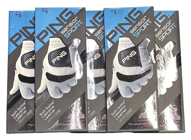 Lot Of 5 NEW Ping Sensor Sport Soft Solite Men’s Small Right Handed Golf Glove
