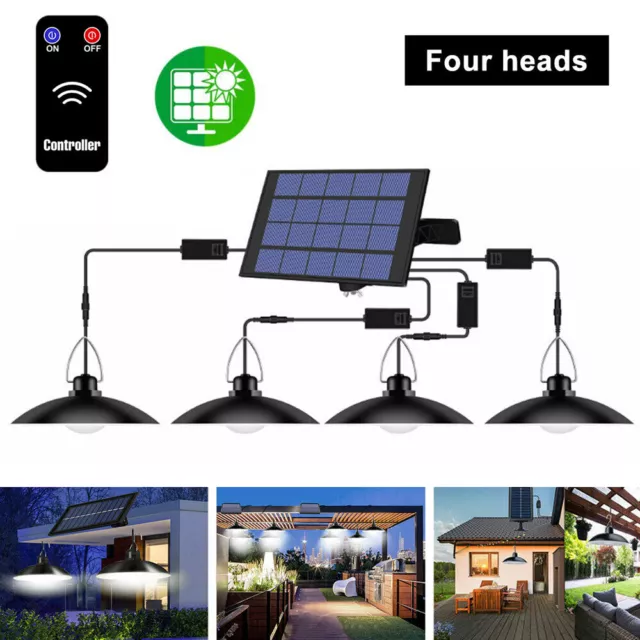 LED Solar Pendant Hanging Light Panel Powered Lamp Garden Yard Shed Lighting UK