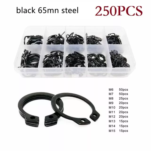 External Circlip Doors For Cylinders Machinery 250pc/Set 605 Steel Black