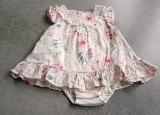 Bebe By Minihaha Baby Girls Vintage Styled  Dress With Attached Bodysuit Sz 0