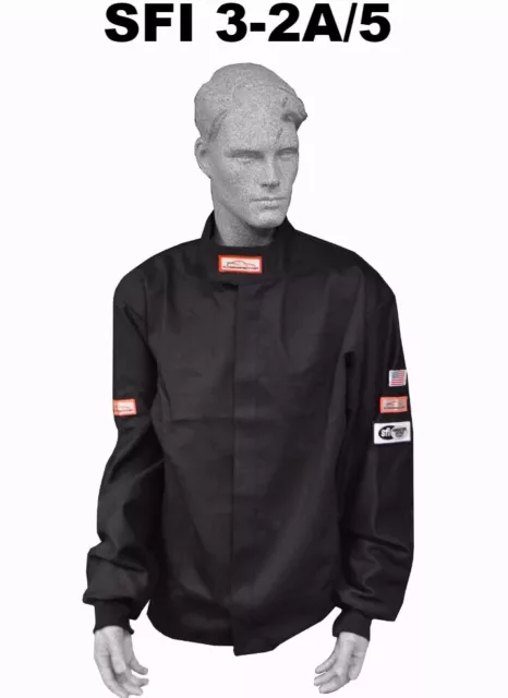 Drag Racing Fire Suit Sfi 5 Jacket Sfi 3-2A/5 Black Adult Sm Md Lg Xl 2X 3X 4X