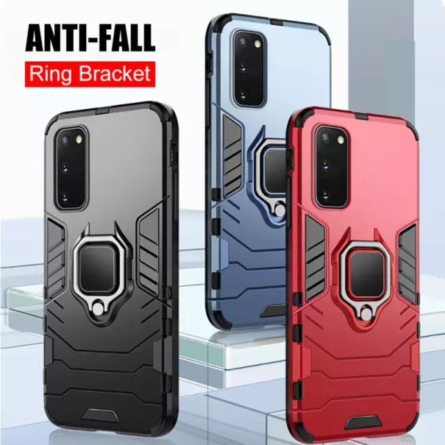 For Samsung Galaxy S10 S20 PLUS Rugged Armor Shockproof Ring Stand Case Cover