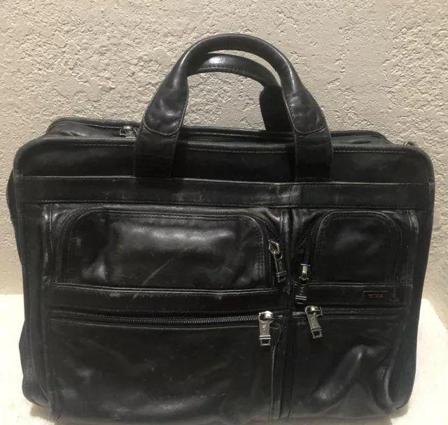 Tumi Nappa Leather Expandable Messenger Laptop Briefcase Bag 96041-D4