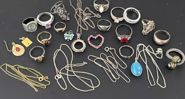 ALL Sterling Silver & Goldfill WEAR REPAIR SCRAP Jewelry Lot Rings