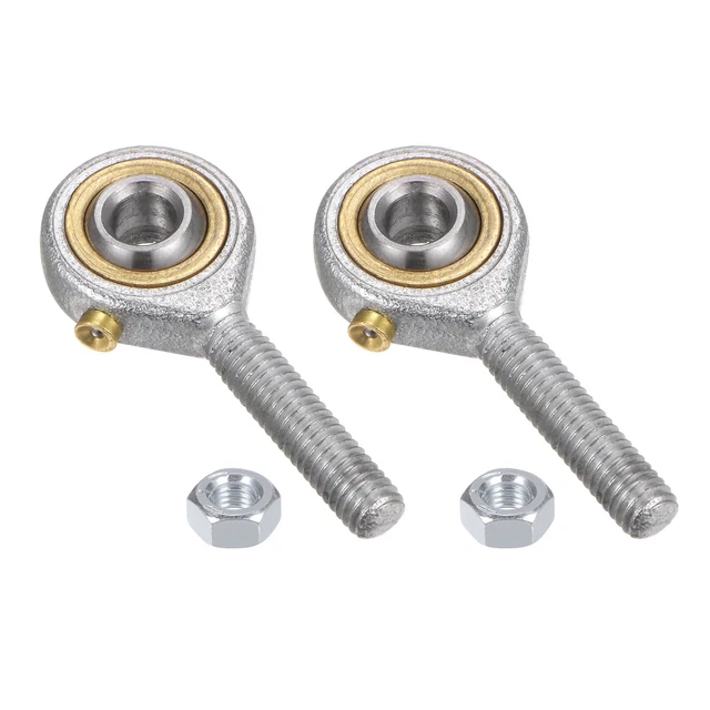 2pcs POS6 6mm Bore Rod End Bearing M6x1.0 Male Right Hand Thread, with Jam Nut
