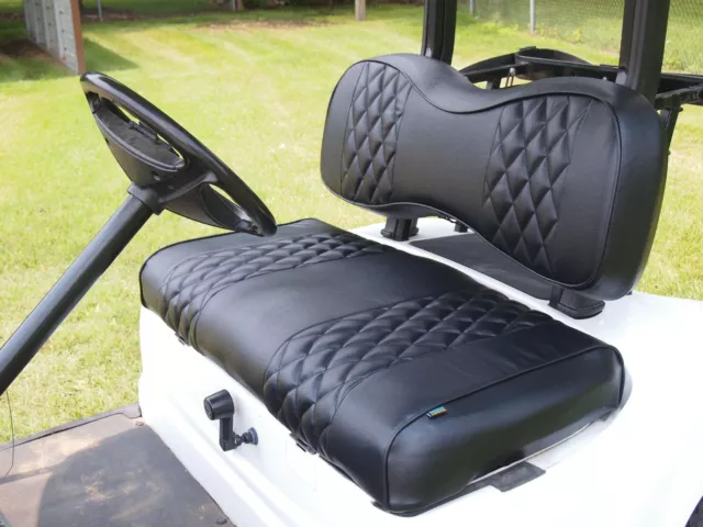 Black Golf Cart Seat Covers For Yamaha Drive G29, Drive 2, Diamond Stitching