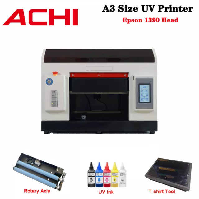 A3-18 UV Flatbed Printer A3 Size EPSON R1390 Printhead with Rotary For 3D Emboss