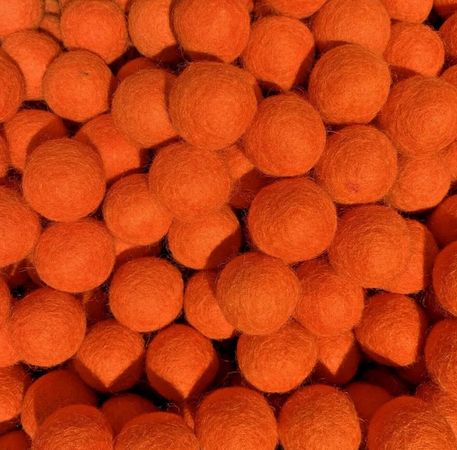 3cm Dark Orange Colour Felt Balls Handmade Felted Wool Beads Pom Pom DIY Crafts