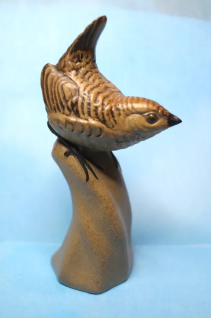 Vintage Poole Pottery Stoneware Wren On Stump 1972 Rare Beautiful Condition