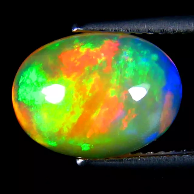 3.72 ct Oval Cabochon Cut (13 x 9 mm) Ethiopia Play of Colors Rainbow Opal