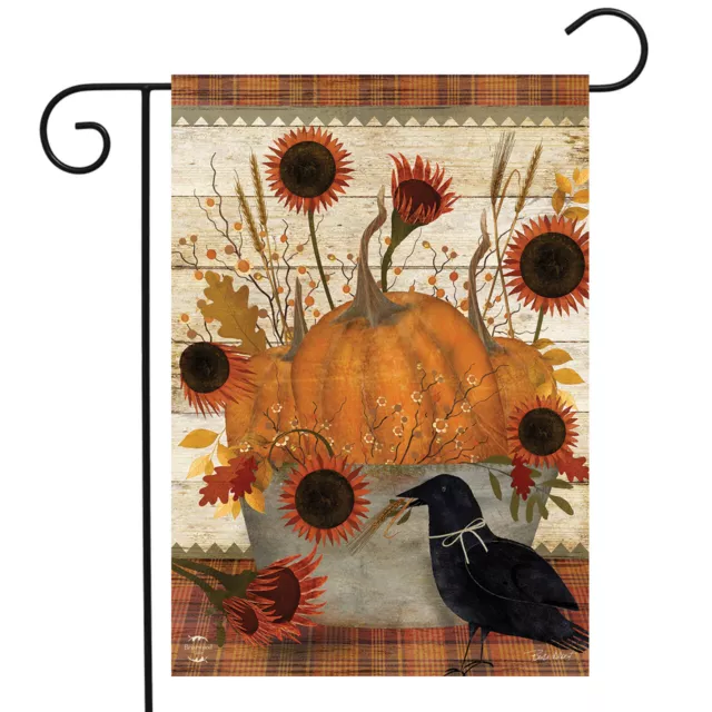 Primitive Pumpkins Autumn Garden Flag Sunflowers Fall 12.5" x 18" Briarwood Lane