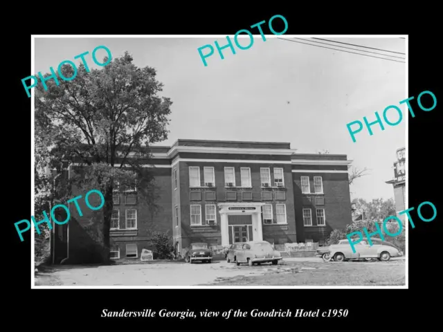 OLD LARGE HISTORIC PHOTO OF SANDERSVILLE GEORGIA THE GOODIRCH HOTEL c1950