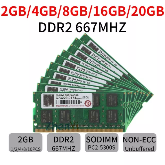 Transcend 16GB 8GB 4GB 2G DDR2 667Mhz PC2-5300 Laptop Memory Notebook RAM Lot BT