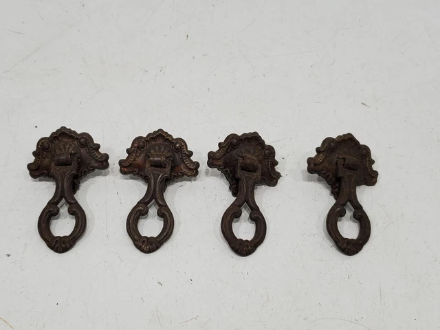 4 Vintage Antique Drop Ring Drawer Pull Door Dresser Handle Furniture Hardware