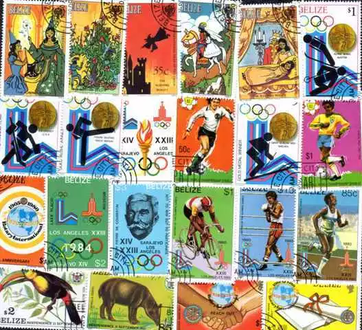 BELIZE collections de 25 à 300 timbres différents