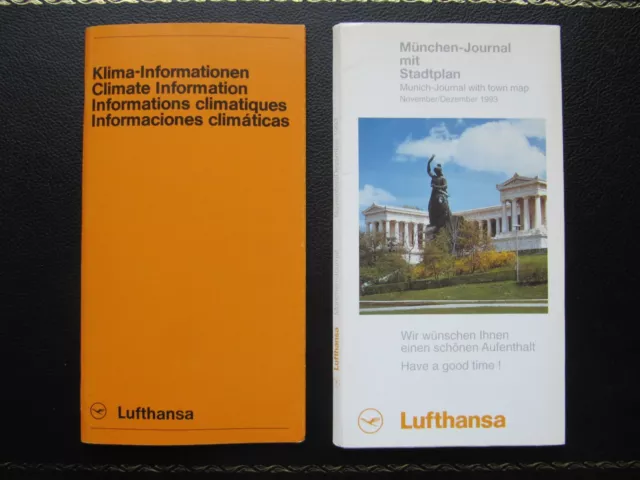LUFTHANSA 2 brochures edition 1980 - 1993 Climate information Munchen Journal