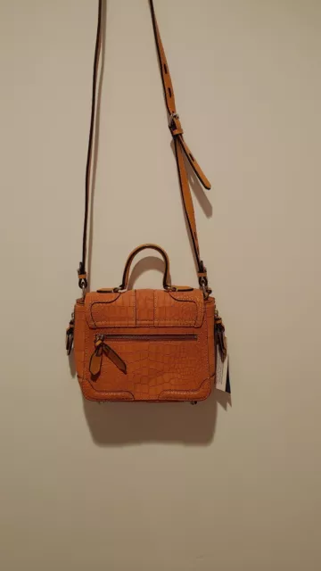 NWT REBECCA Mini ELLE Cowhide Leather Satchel Crossbody Tan bag $ 395 2