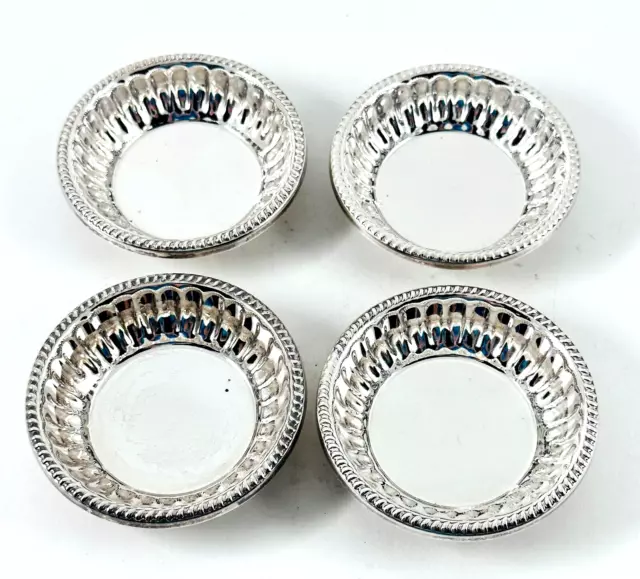 Set of 4 Silver Viking Plate EP Copper Salt Cellars Candy Dishes Made in Canada