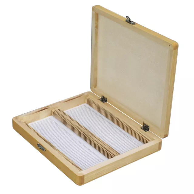 AmScope PS100-WB Microscope Slide Wooden Box (100 Slide Capacity)