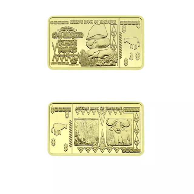 One Hundred Trillion Dollar Zimbabwe   Gold Banknote Gold Bar Collectible