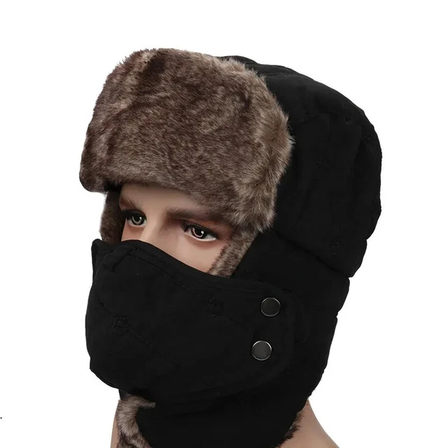 Chapka Pour Homme Hiver Avec Masque Détachable - Noir, Taille Unique - Chaude, Anti-vent Et Anti-poussière