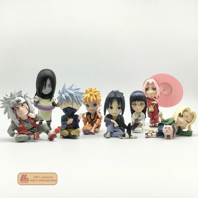 Anime ninja Shippuden Jiraiya Tsunade Hinata kimono 8pc set PVC Figure Toy