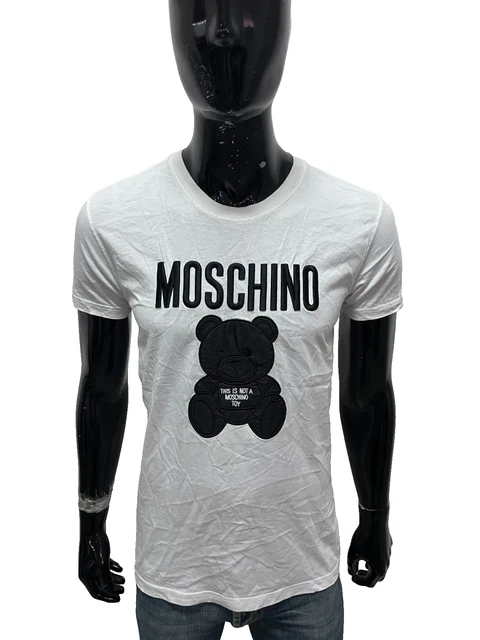 T-shirt noir imprimé logo Moschino pour homme 100 % coton